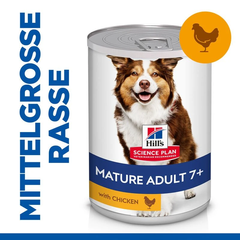 Hills Science Plan Canine Mature Adult 7+ Hund Huhn Dosenfutter 12 X 370 G Dosenfutter Mit Huhn 4 Hills Science Plan Canine Mature Adult 7+ Hund Huhn Dosenfutter 12 X 370 G Dosenfutter Mit Huhn – Bild 2